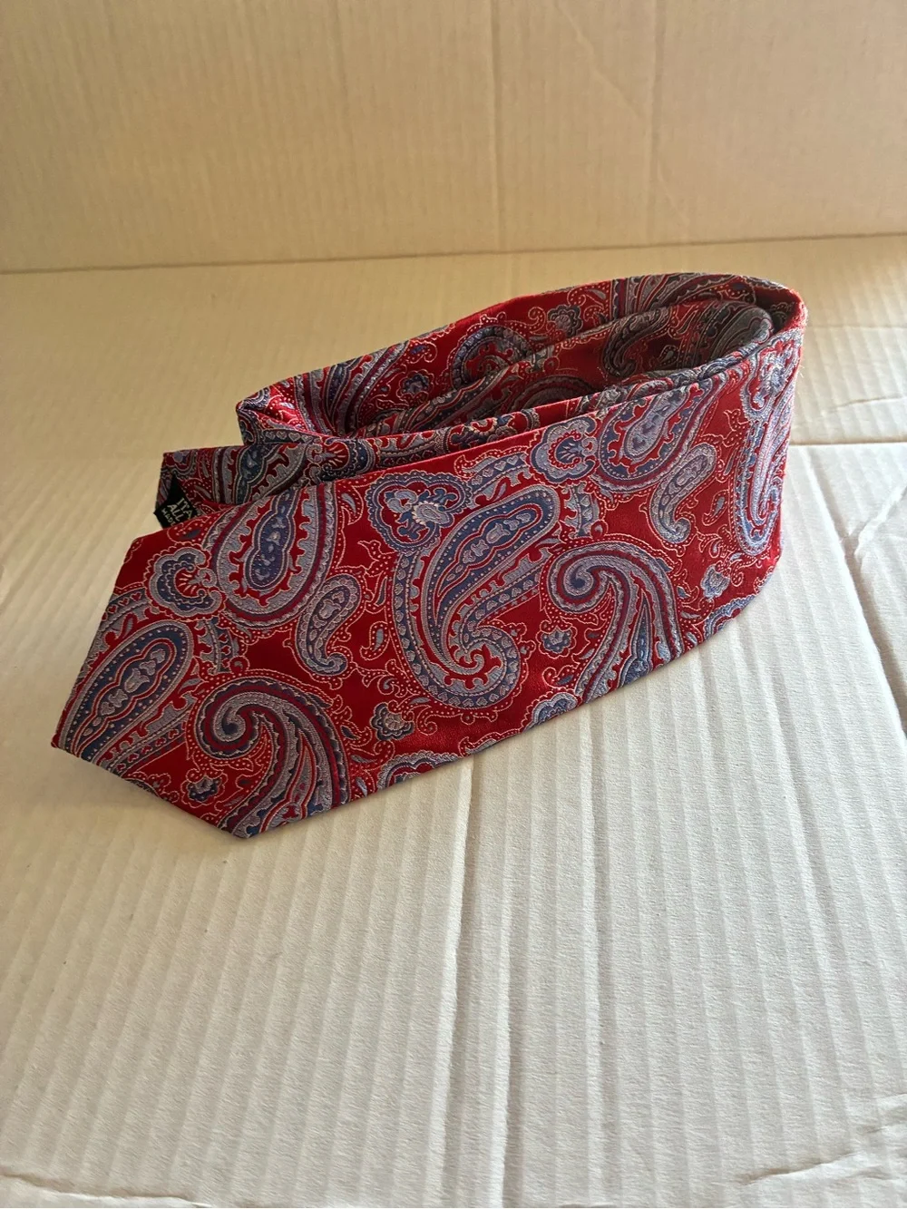 Red and Blue paisley Jacquard Patterned Men's Tie by Patrick James